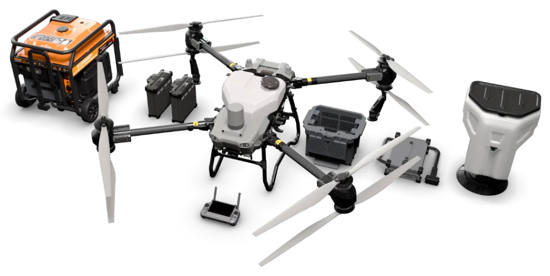 DJI Agras T50 – kit con generatore, batterie e spandiconcime